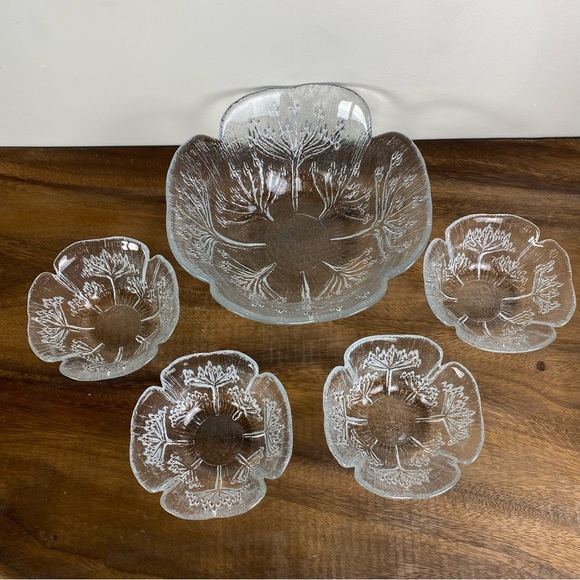 Dansk Floriform Glass Cow Parsley Salad Bowl Set, Mantasala Finland - Picture 3 of 12